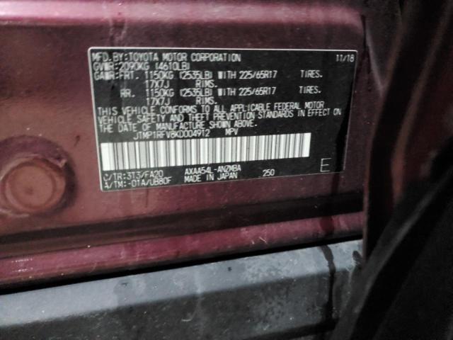 Photo 14 from auction – 2019 TOYOTA RAV4 XLE with VIN JTMP1RFV8KD004912