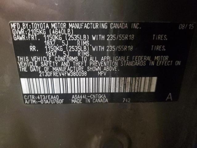 Photo 14 from auction – 2015 TOYOTA RAV4 LIMIT with VIN 2T3DFREV4FW380098