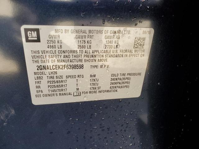 Photo 14 from auction – 2015 CHEVROLET EQUINOX LT with VIN 2GNALCEK2F6398598