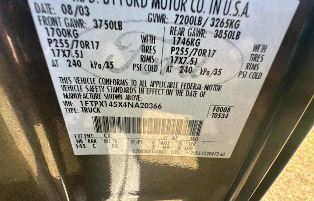 Foto 10 de la subasta – 2004 FORD F150 con VIN 1FTPX145X4NA20366