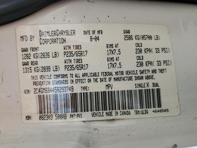 Photo 14 from auction – 2005 CHRYSLER PACIFICA T with VIN 2C4GM68445R293749