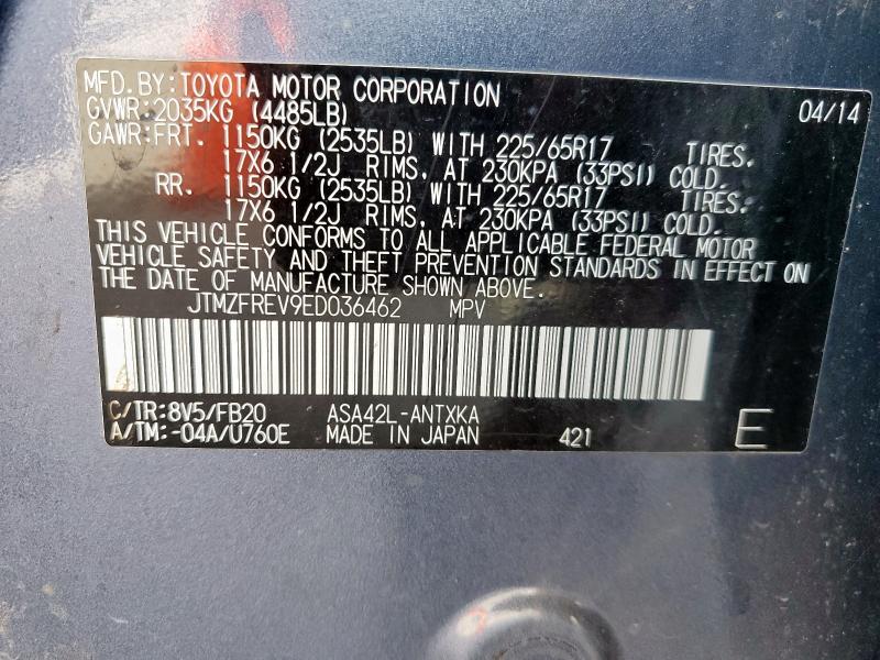 Photo 14 from auction – 2014 TOYOTA RAV4 LE with VIN JTMZFREV9ED036462