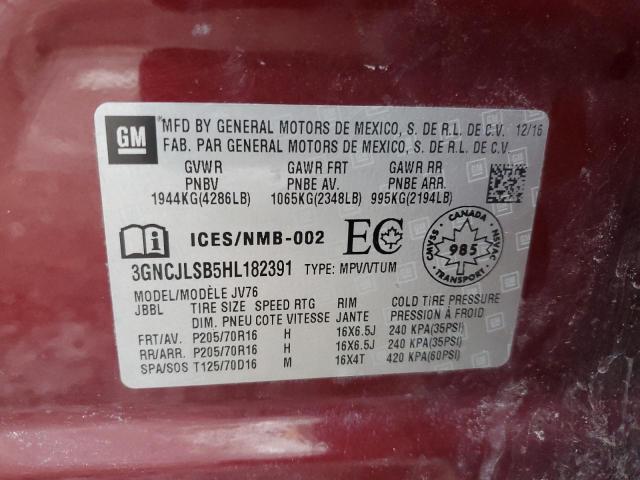 Photo 14 from auction – 2017 CHEVROLET TRAX 1LT with VIN 3GNCJLSB5HL182391
