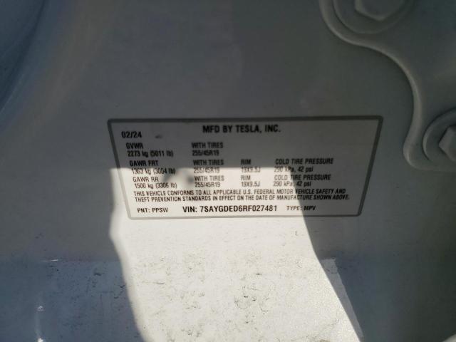 Photo 14 from auction – 2024 TESLA MODEL Y with VIN 7SAYGDED6RF027481