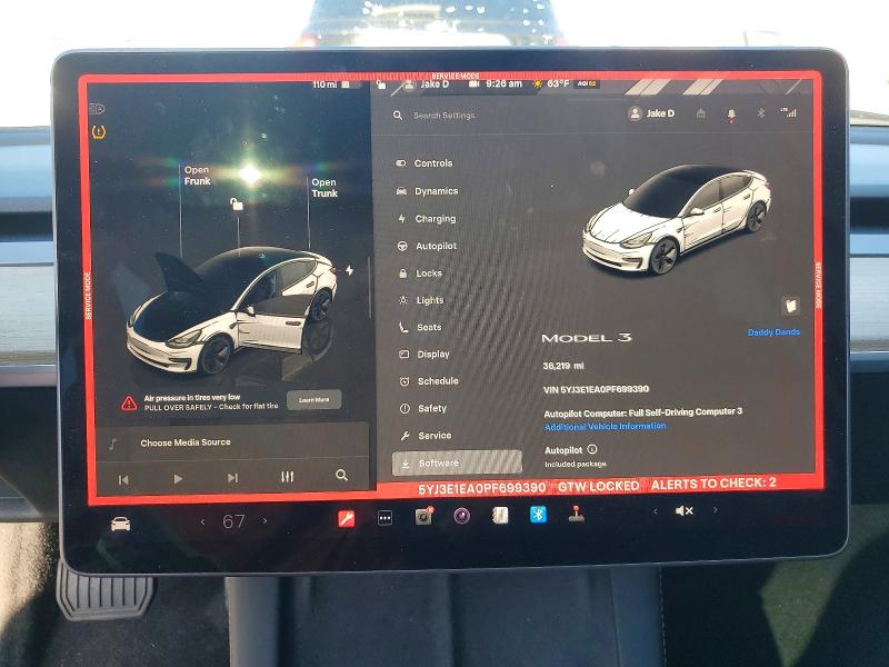 Photo 9 from auction – 2023 TESLA MODEL 3 with VIN 5YJ3E1EA0PF699390