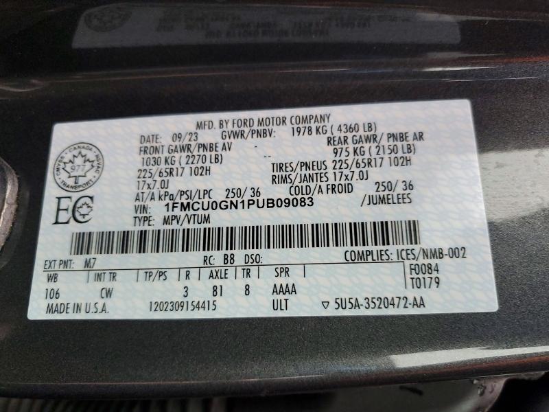 Photo 14 from auction – 2023 FORD ESCAPE with VIN 1FMCU0GN1PUB09083