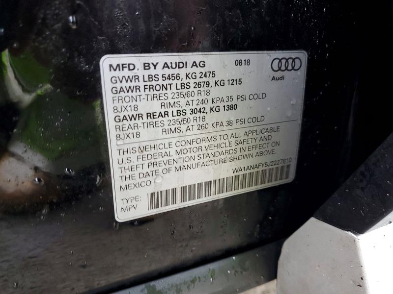 Photo 14 from auction – 2018 AUDI Q5 with VIN WA1ANAFY5J2227810