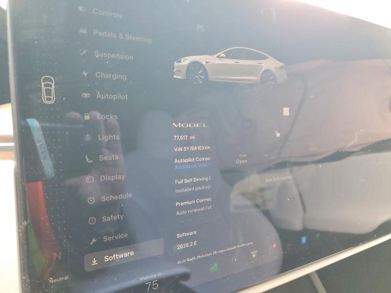 Photo 9 from auction – 2022 TESLA MODEL S with VIN 5YJSA1E5XNF471601