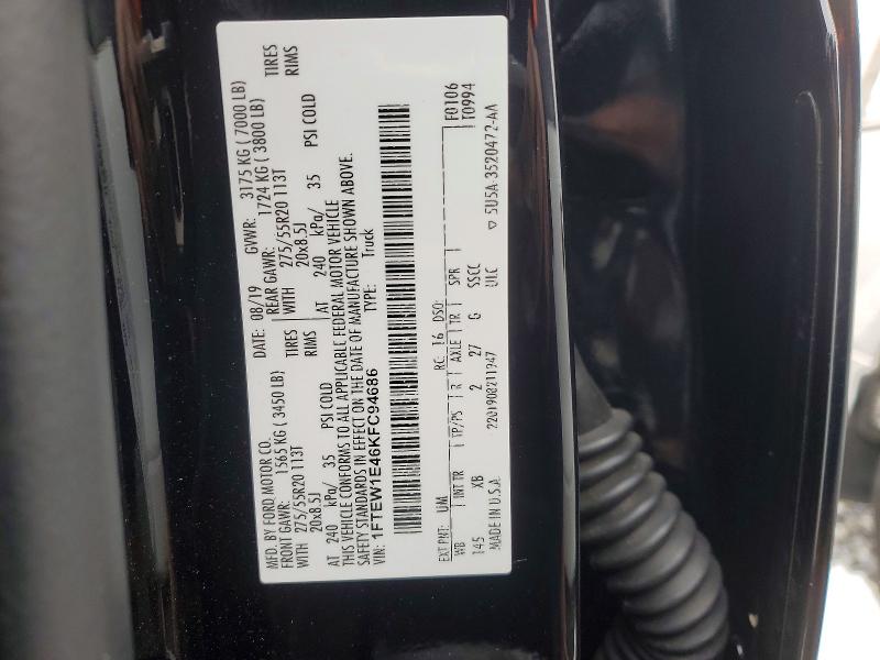 Photo 14 from auction – 2019 FORD F150 with VIN 1FTEW1E46KFC94686