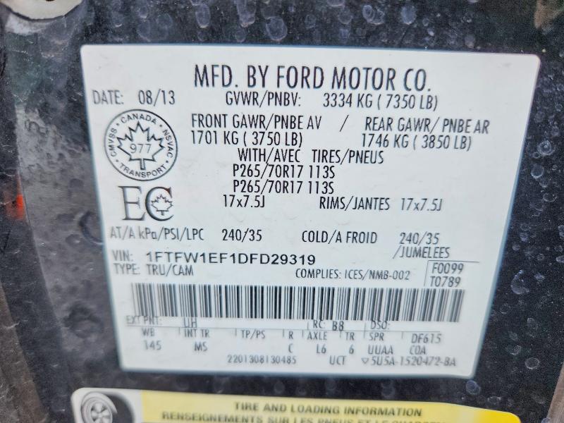 Photo 14 from auction – 2013 FORD F150 with VIN 1FTFW1EF1DFD29319