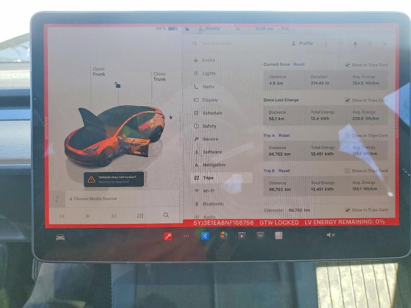 Photo 9 from auction – 2022 TESLA MODEL 3 STANDARD RAN with VIN 5YJ3E1EA6NF168756