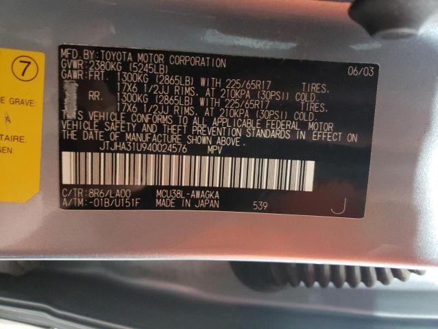 Photo 14 from auction – 2004 LEXUS RX 330 with VIN JTJHA31U940024576