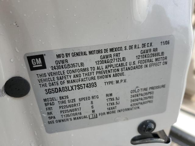 Photo 14 from auction – 2007 BUICK RENDEZVOUS with VIN 3G5DA03LX7S574393
