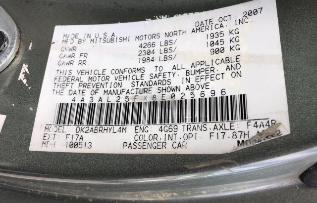 Photo 10 from auction – 2008 MITSUBISHI ECLIPSE SP with VIN 4A3AL25FX8E025696