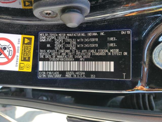 Photo 14 from auction – 2019 TOYOTA HIGHLANDER with VIN 5TDDZRFHXKS990664