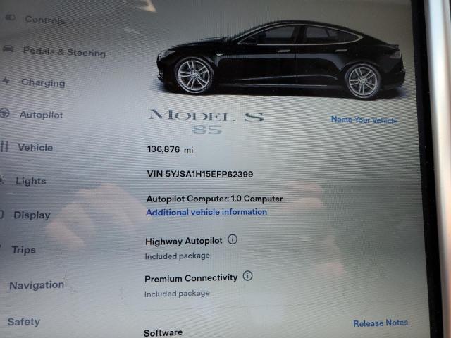 Photo 9 from auction – 2014 TESLA MODEL S with VIN 5YJSA1H15EFP62399