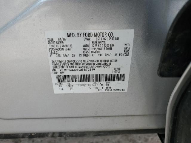 Photo 14 from auction – 2016 FORD EDGE SEL with VIN 2FMPK4J98GBB70219