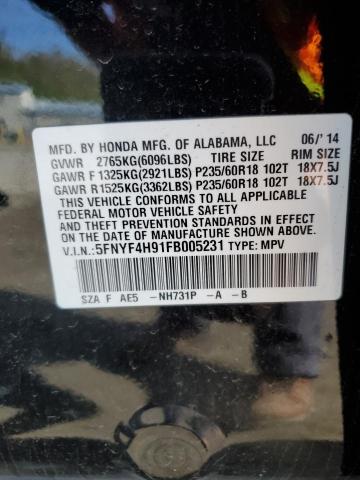 Photo 14 from auction – 2015 HONDA PILOT TOUR with VIN 5FNYF4H91FB005231