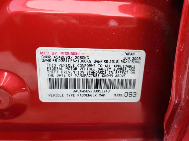 Photo 10 from auction – 2008 MITSUBISHI LANCER EVO with VIN JA3AW56VX8U051740