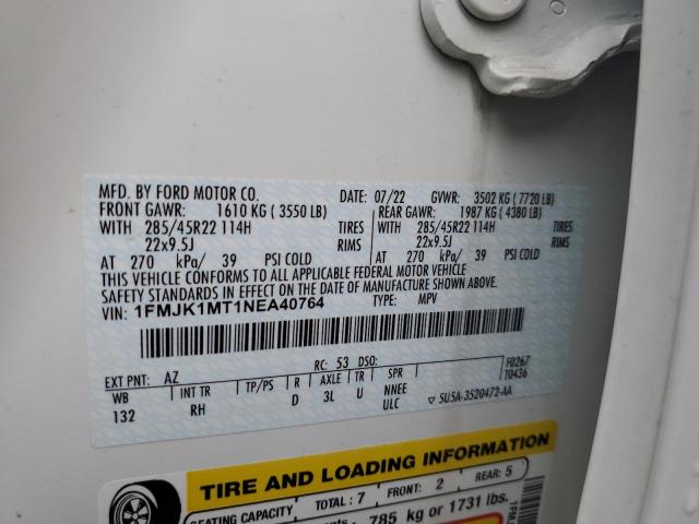 Photo 14 from auction – 2022 FORD EXPEDITION with VIN 1FMJK1MT1NEA40764