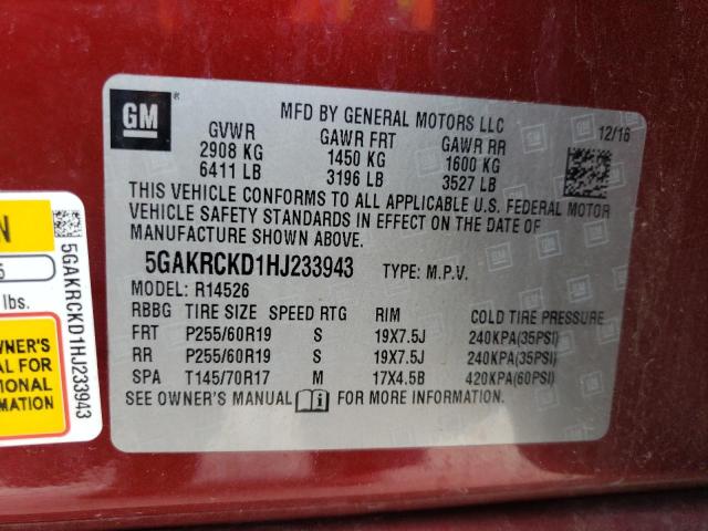 Foto 14 de la subasta – 2017 BUICK ENCLAVE con VIN 5GAKRCKD1HJ233943