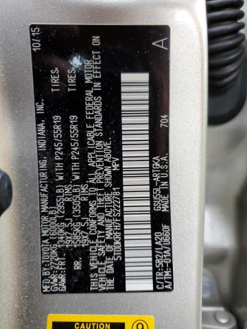 Photo 14 from auction – 2015 TOYOTA HIGHLANDER with VIN 5TDDKRFH7FS222781