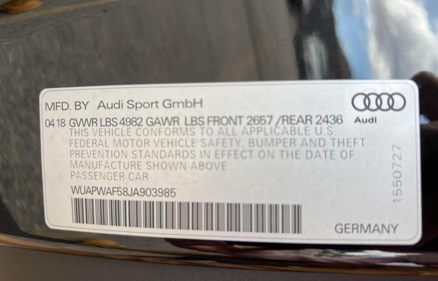 Photo 10 from auction – 2018 AUDI RS5 with VIN WUAPWAF58JA903985