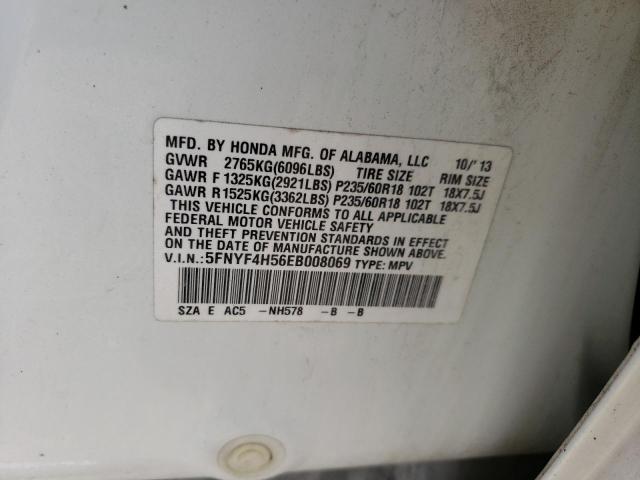 Photo 14 from auction – 2014 HONDA PILOT EXL with VIN 5FNYF4H56EB008069