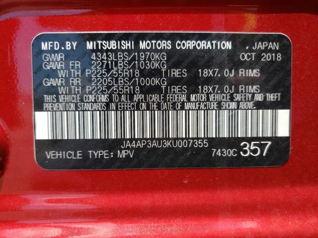 Photo 14 from auction – 2019 MITSUBISHI OUTLANDER with VIN JA4AP3AU3KU007355