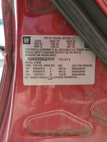 Photo 14 from auction – 2012 BUICK ENCLAVE with VIN 5GAKVCED3CJ273747