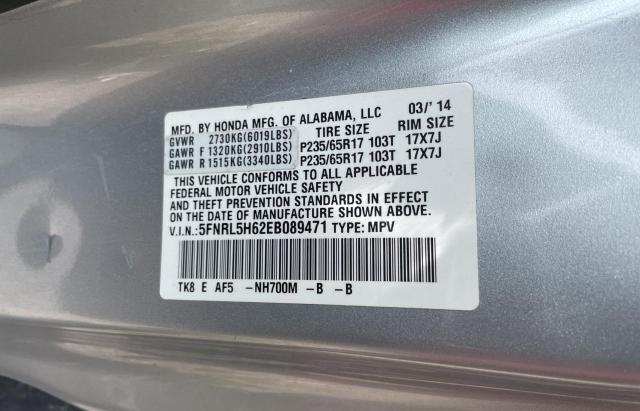Photo 10 from auction – 2014 HONDA ODYSSEY EX with VIN 5FNRL5H62EB089471