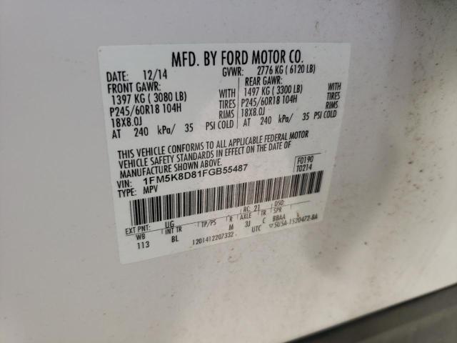 Photo 14 from auction – 2015 FORD EXPLORER X with VIN 1FM5K8D81FGB55487