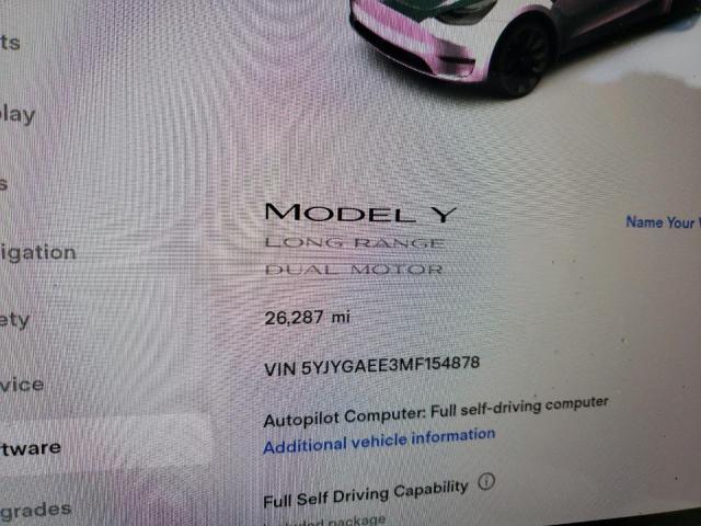 Photo 9 from auction – 2021 TESLA MODEL Y with VIN 5YJYGAEE3MF154878