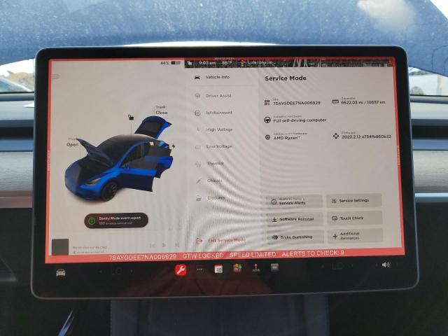 Photo 9 from auction – 2022 TESLA MODEL Y with VIN 7SAYGDEE7NA006929
