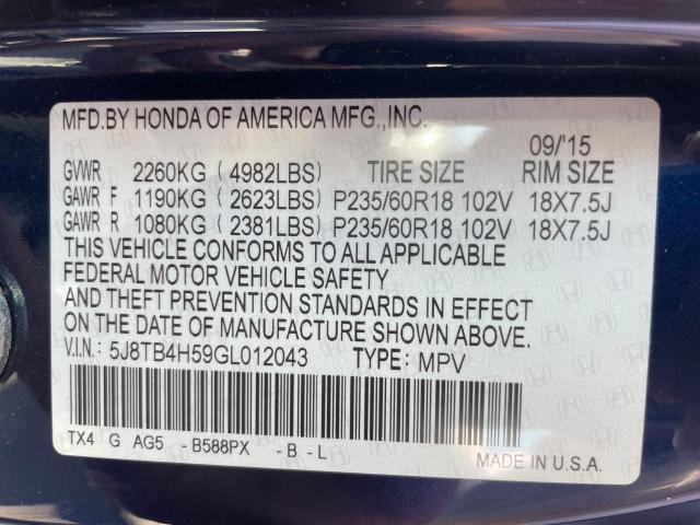 Photo 10 from auction – 2016 ACURA RDX TECHNO with VIN 5J8TB4H59GL012043