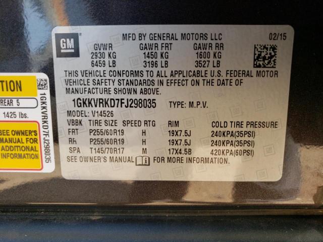 Photo 14 from auction – 2015 GMC ACADIA SLT with VIN 1GKKVRKD7FJ298035