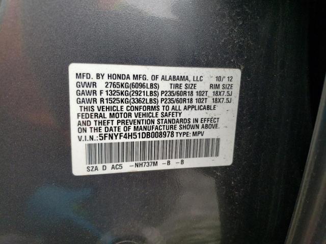 Photo 14 from auction – 2013 HONDA PILOT EXL with VIN 5FNYF4H51DB008978
