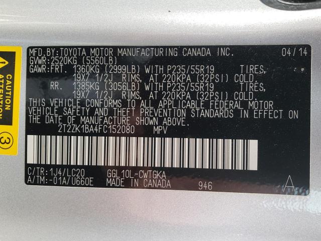 Photo 14 from auction – 2015 LEXUS RX 350 with VIN 2T2ZK1BA4FC152080