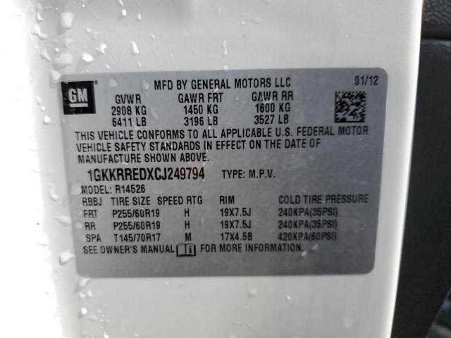 Photo 14 from auction – 2012 GMC ACADIA SLT with VIN 1GKKRREDXCJ249794