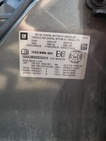 Photo 14 from auction – 2012 GMC TERRAIN SL with VIN 2GKALMEK6C6362010