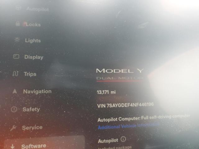 Photo 9 from auction – 2022 TESLA MODEL Y with VIN 7SAYGDEF4NF446196