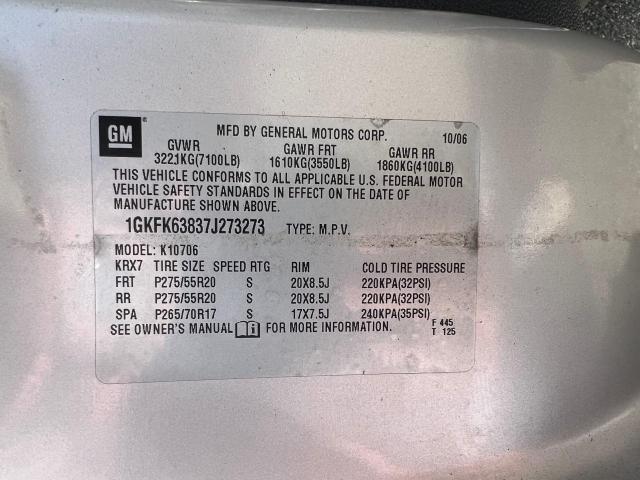 Photo 10 from auction – 2007 GMC YUKON DENA with VIN 1GKFK63837J273273