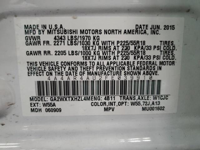 Photo 14 from auction – 2015 MITSUBISHI OUTLANDER with VIN 4A4AR4AU2FE039910