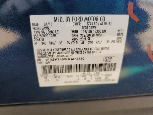Foto 14 de la subasta – 2016 FORD EXPLORER L con VIN 1FM5K7F8XGGA57339