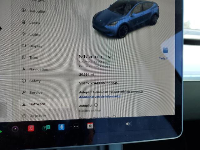 Photo 9 from auction – 2021 TESLA MODEL Y with VIN 5YJYGAEE9MF158045