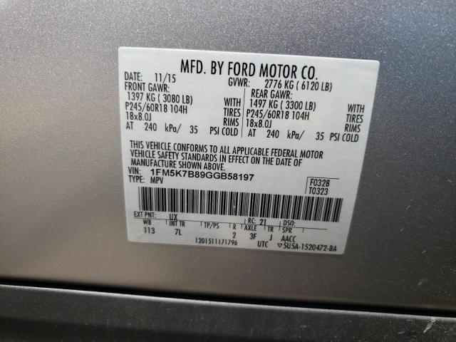 Photo 14 from auction – 2016 FORD EXPLORER with VIN 1FM5K7B89GGB58197