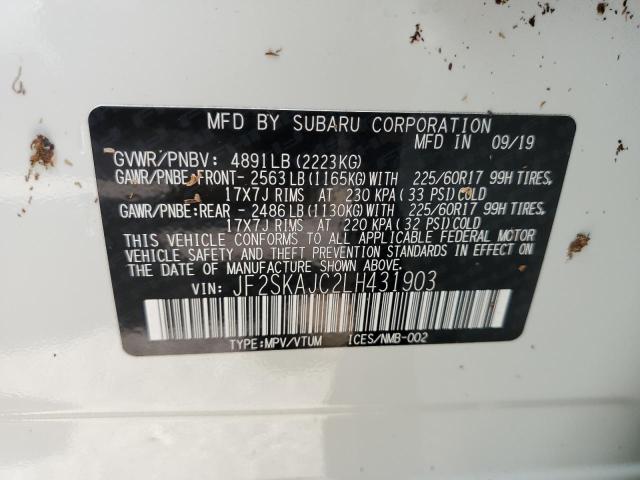 Photo 14 from auction – 2020 SUBARU FORESTER P with VIN JF2SKAJC2LH431903