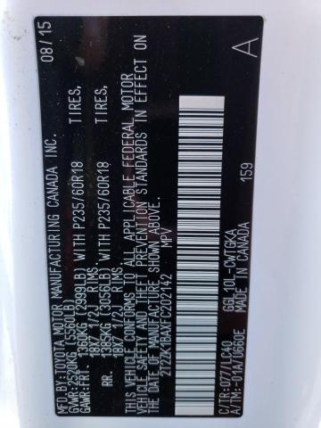 Photo 14 from auction – 2015 LEXUS RX 350 with VIN 2T2ZK1BAXFC202142