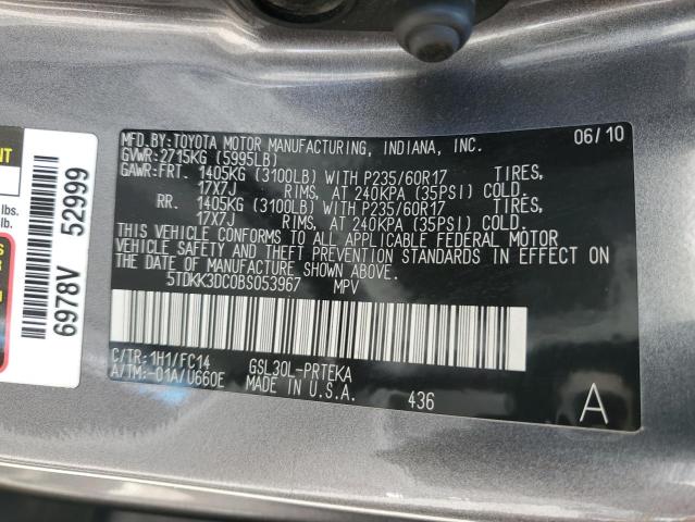Photo 14 from auction – 2011 TOYOTA SIENNA LE with VIN 5TDKK3DC0BS053967