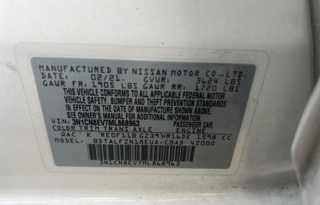 Photo 10 from auction – 2021 NISSAN VERSA SV with VIN 3N1CN8EV7ML868963